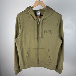 NEW Victoria’s Secret PINK Green Everyday Fleece Zip-Up Hoodie Size Large NWT